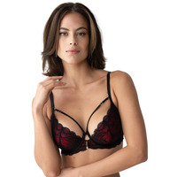 Pour Moi Desire Padded Bra – Black/Red – 32D